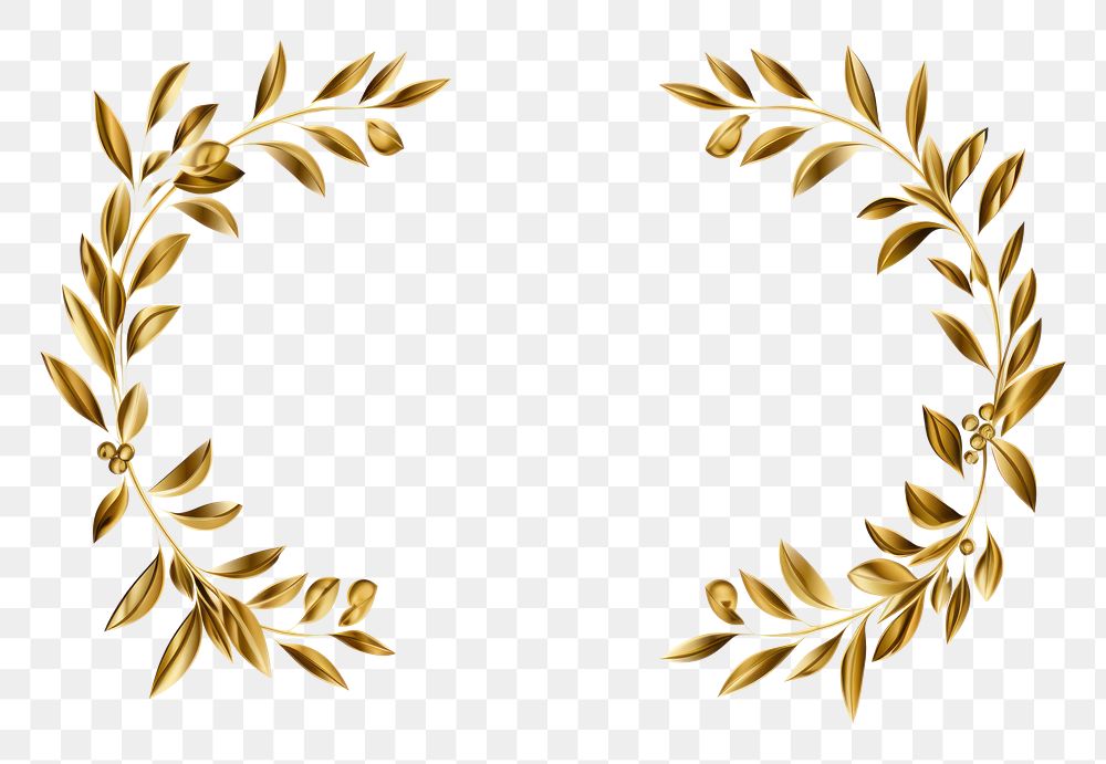 PNG Olive branch frame gold pattern white background. AI generated Image by rawpixel.