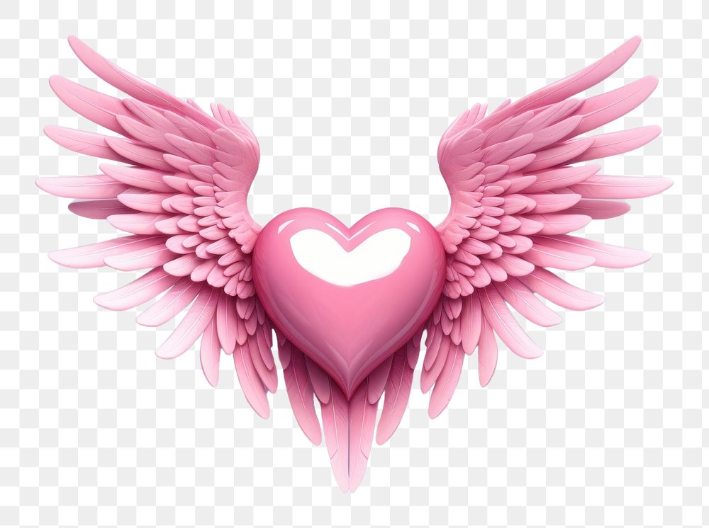 PNG Soft pink heart wing bird creativity
