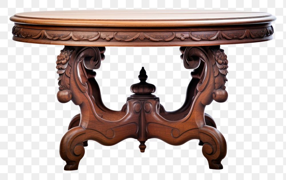 PNG Carved antique table furniture white background architecture. AI generated Image by rawpixel.
