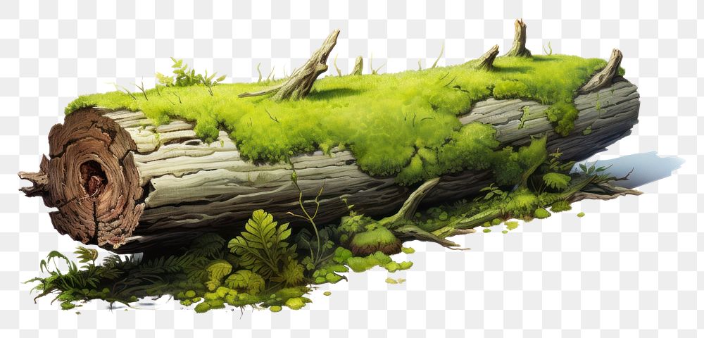 PNG A detailed Moss - covered log plant grass tree. AI generated Image by rawpixel.