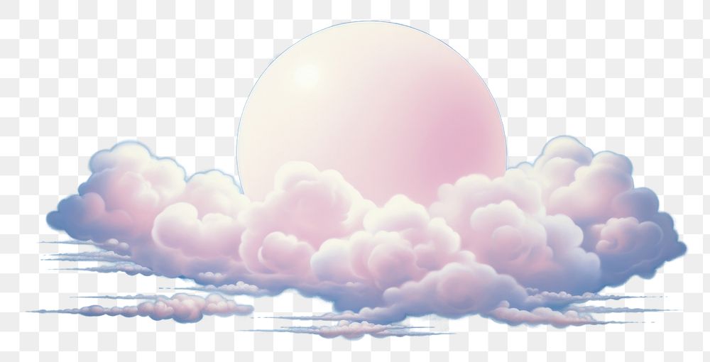 PNG A subtle wide small cloud with the moon isolated on clear solid background backgrounds sunlight outdoors. AI generated…