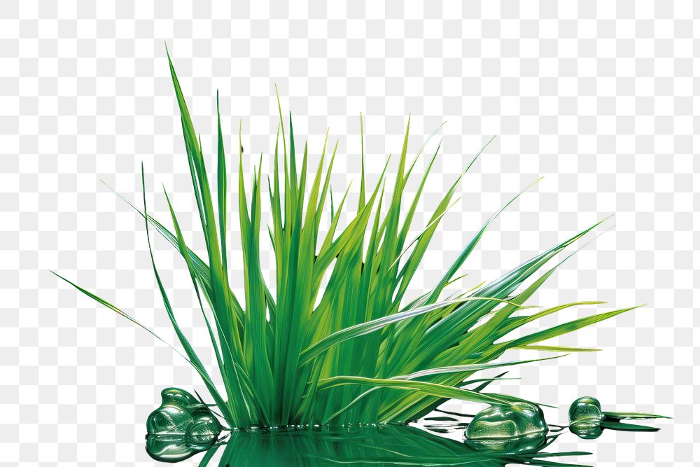 PNG A subtle wide small grass isolated on clear solid background plant green black background. 