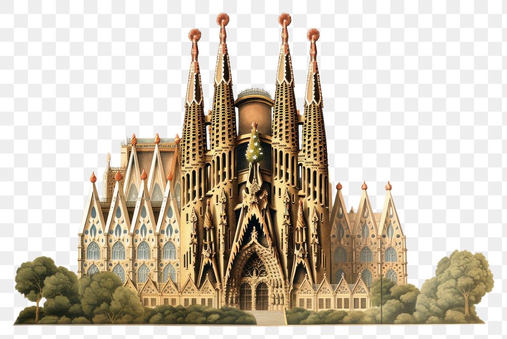 PNG Sagrada Familia in Barcelona architecture building landmark. AI generated Image by rawpixel.