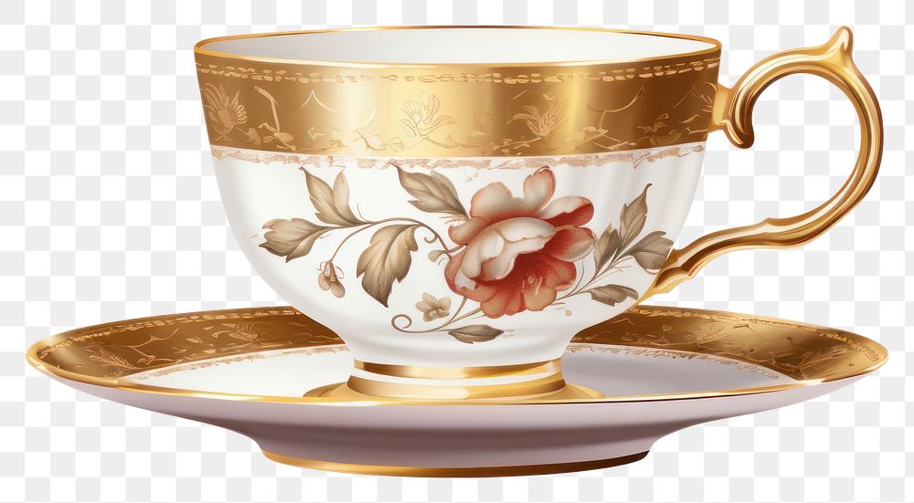 PNG  Tea cup holding porcelain saucer coffee. AI generated Image by rawpixel.