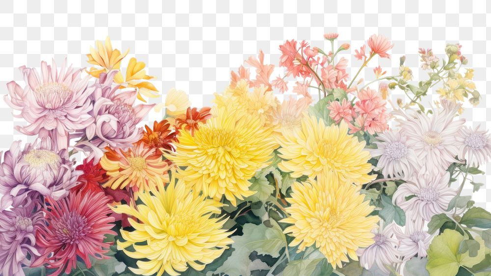 PNG  Chrysanthemum garden backgrounds chrysanths painting