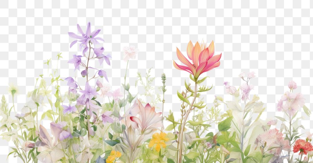 PNG  Pastel color flower outdoors blossom drawing. AI generated Image by rawpixel.