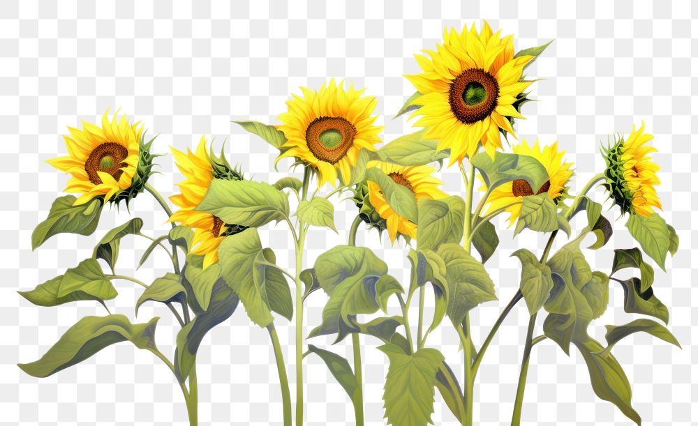 PNG Sunflowers plant white background | Free PNG - rawpixel