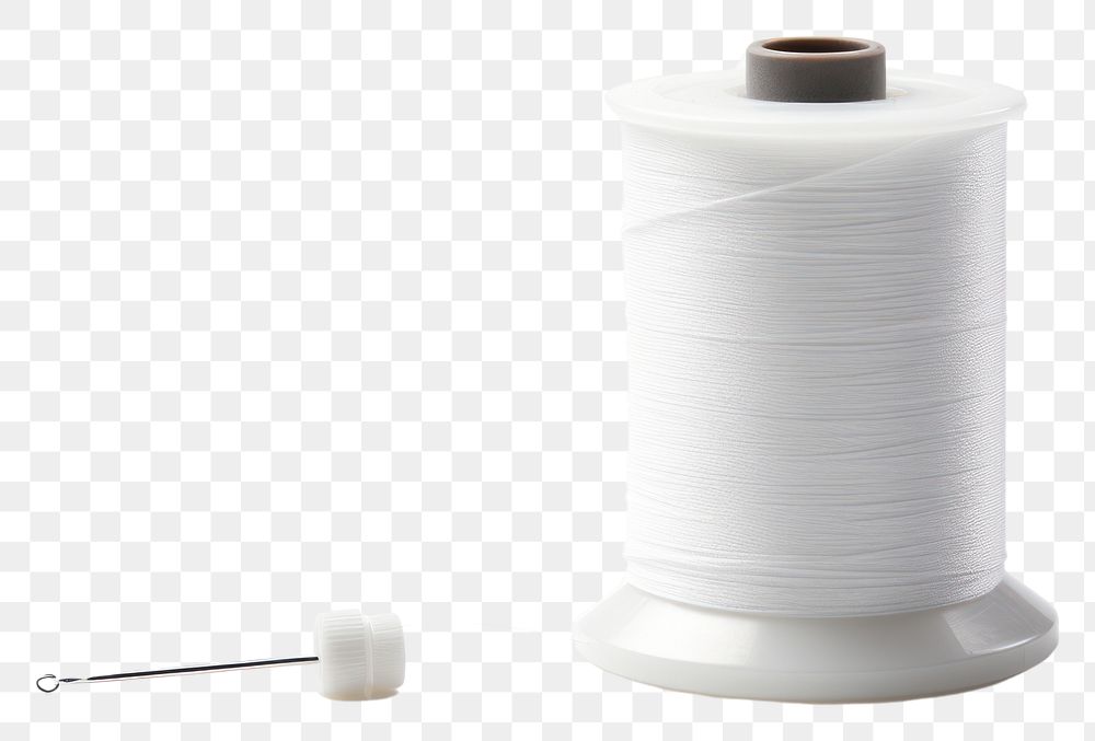 PNG  A spool thread with a needle in it white white background technology. AI generated Image by rawpixel.