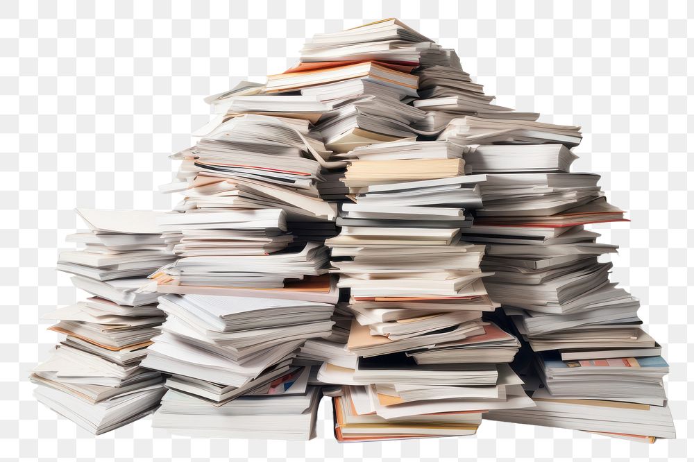 PNG Big pile of documents and files publication book white background