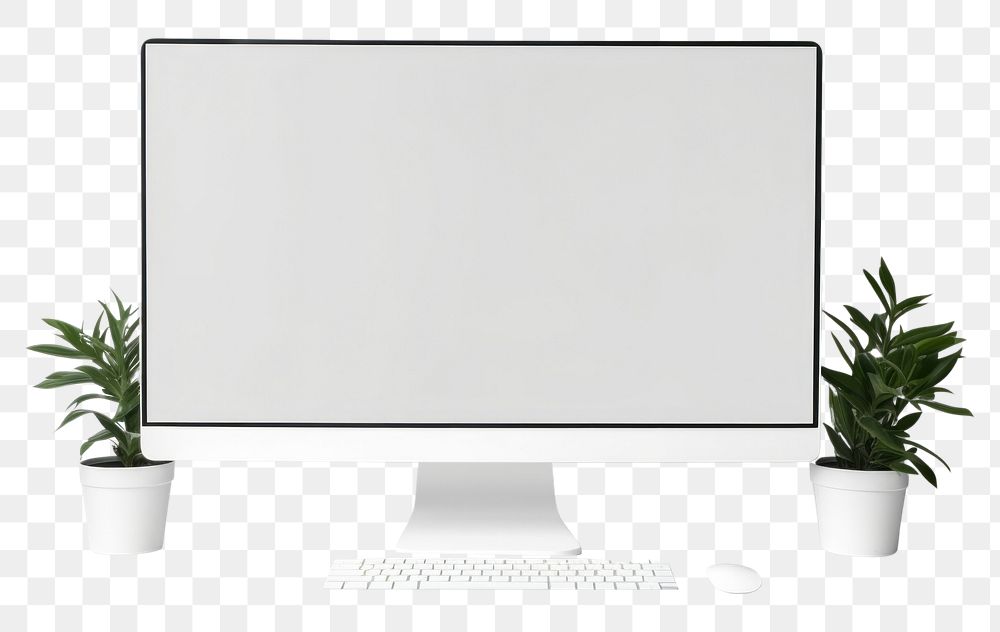 PNG Computer screen mockup computer plant white background. AI generated Image by rawpixel.