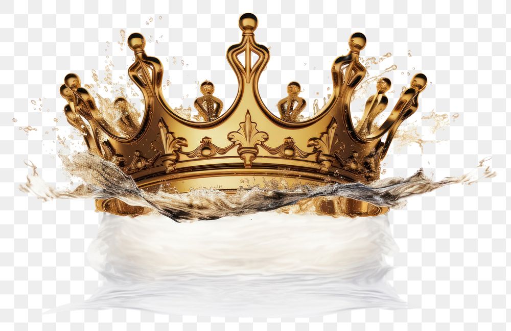 PNG Realistic wide Golden water splash crown tiara gold. AI generated Image by rawpixel.