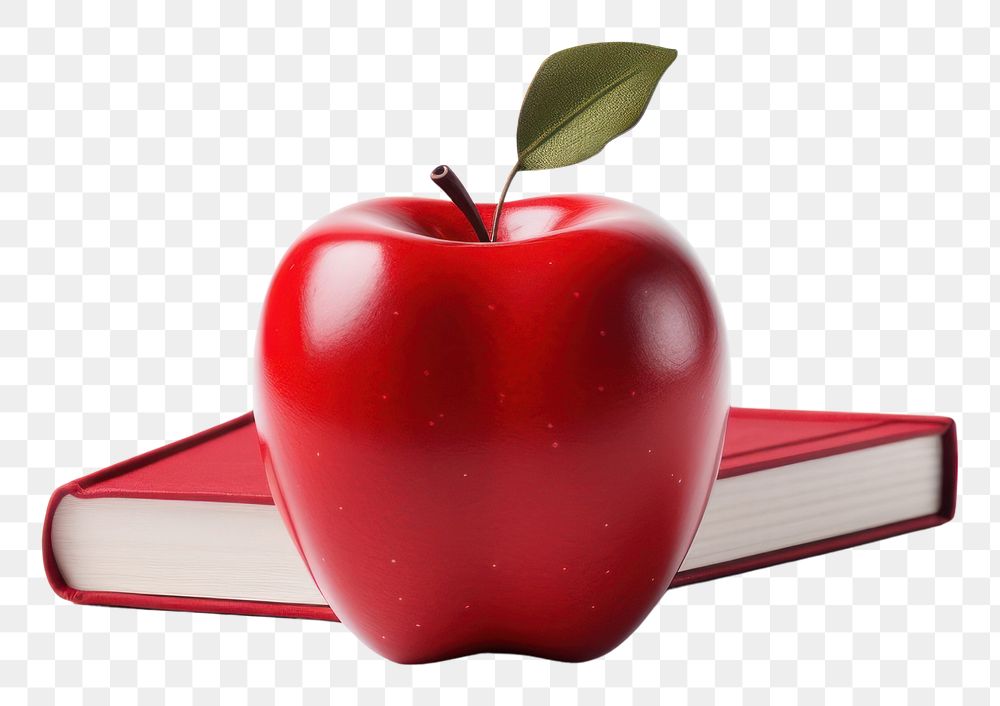 PNG  Apple on book fruit plant food. AI generated Image by rawpixel.