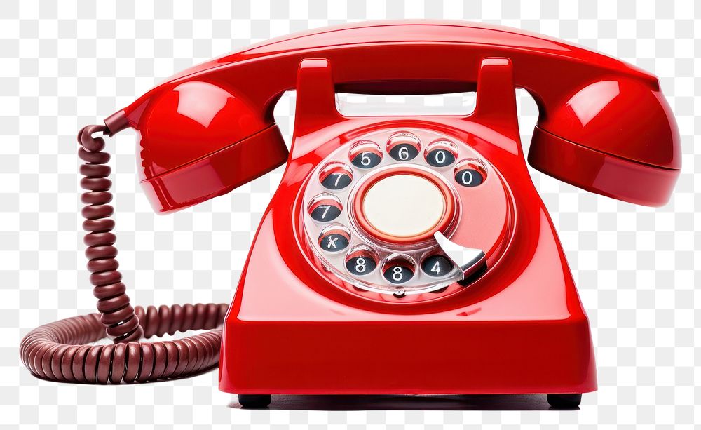 PNG Vintage red telephone white background electronics technology. AI generated Image by rawpixel.