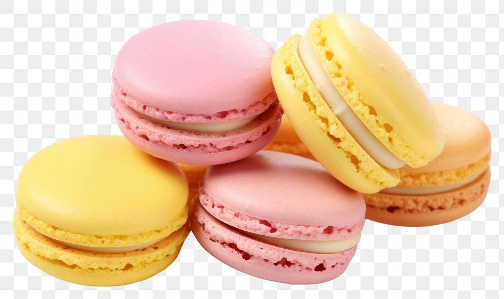 PNG Macaroon yellow food pink. AI generated Image by rawpixel.
