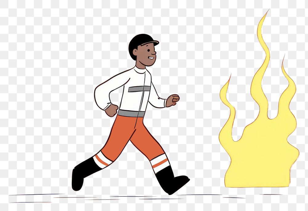 PNG Firefighter cartoon line fire. AI generated Image by rawpixel.