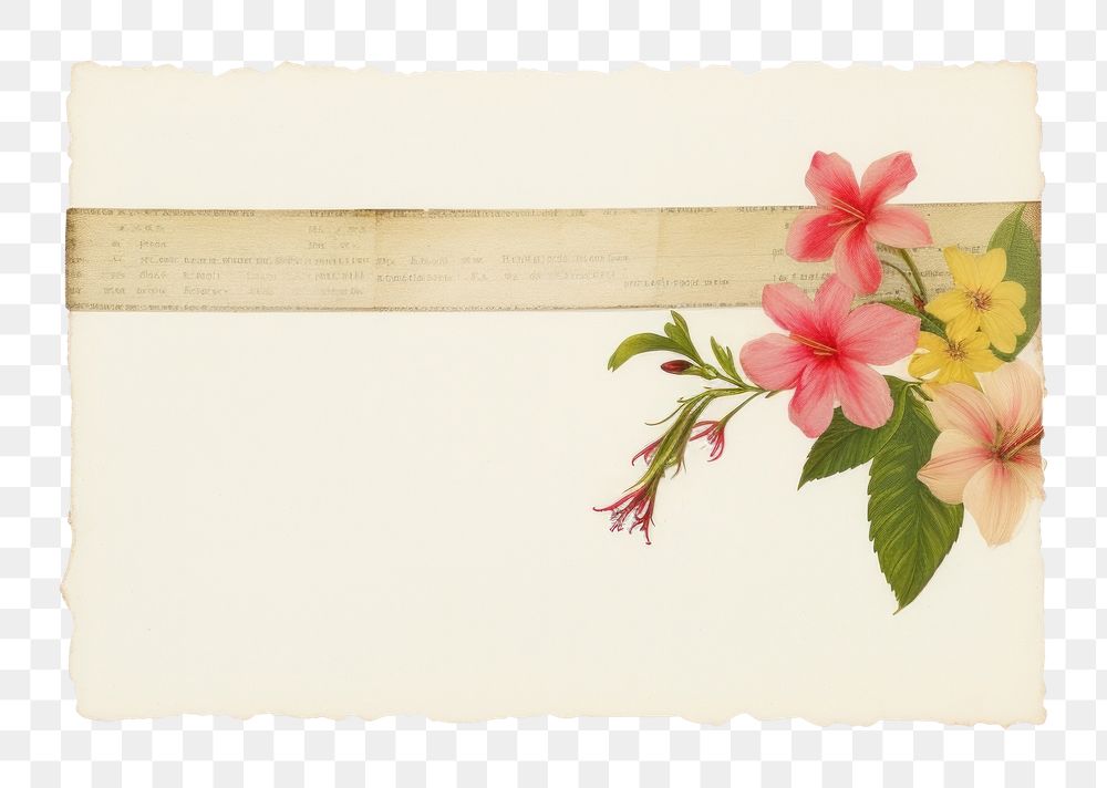 PNG Adhesive tape is stuck on the tropical flowers plant petal old. AI generated Image by rawpixel.