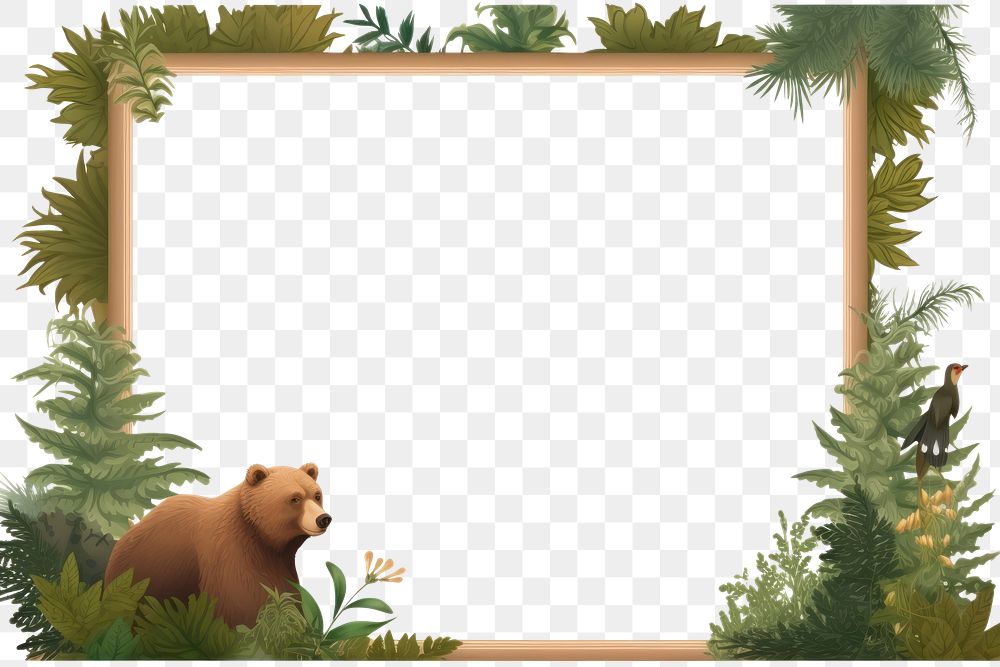 PNG Bear cartoon mammal plant. AI generated Image by rawpixel.