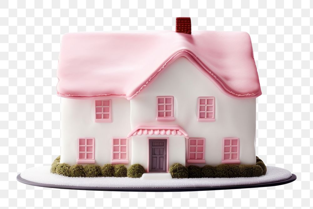 image of a *House* in Cake shape, isolated on white background --ar 3:2 --s 60