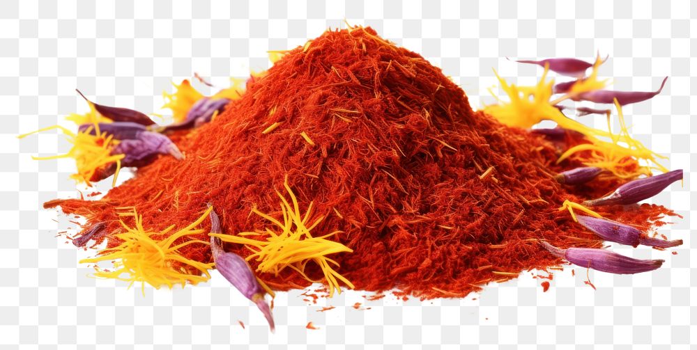 PNG Ground Saffron spice food dry white background. AI generated Image by rawpixel.