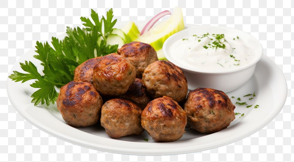 PNG Kofta food meatball plate. AI generated Image by rawpixel.