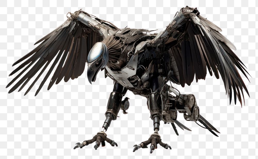 PNG Cyborg vulture animal bird white background. AI generated Image by rawpixel.