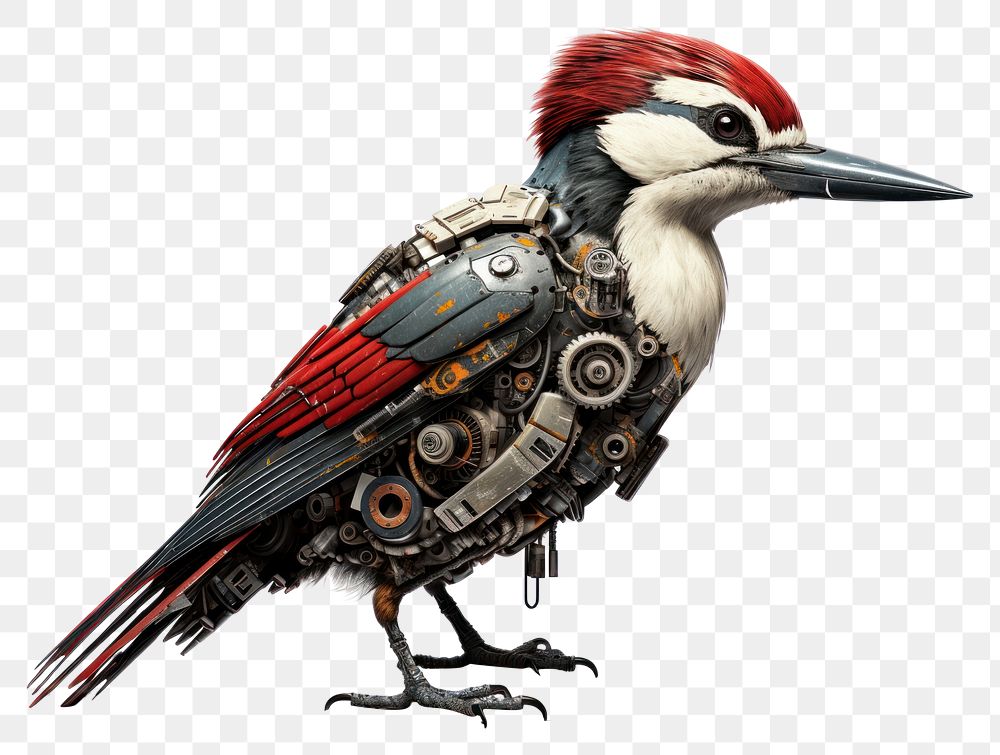PNG Cyborg woodpecker animal bird beak. AI generated Image by rawpixel.