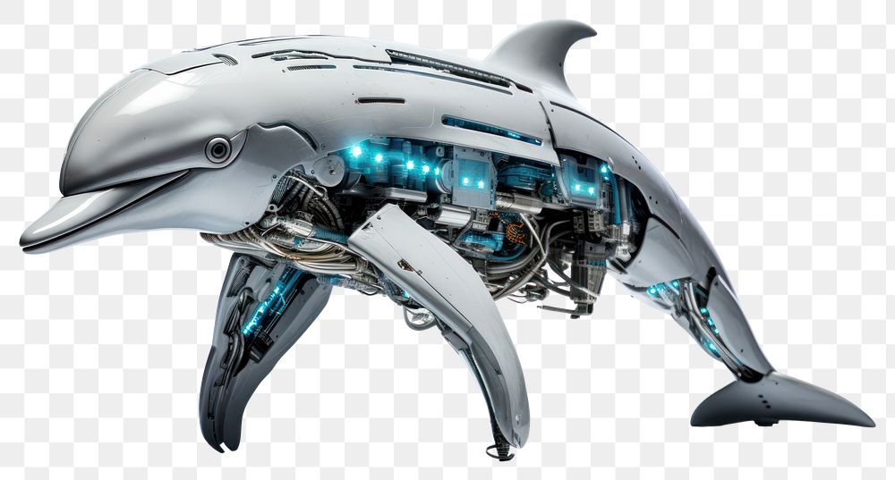 PNG Cyborg dolphin vehicle animal white background. AI generated Image by rawpixel.