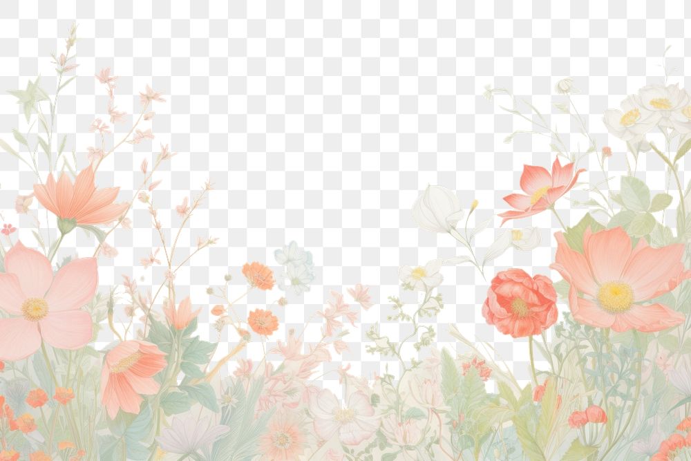 PNG  Colorful flowers border backgrounds painting pattern. AI generated Image by rawpixel.