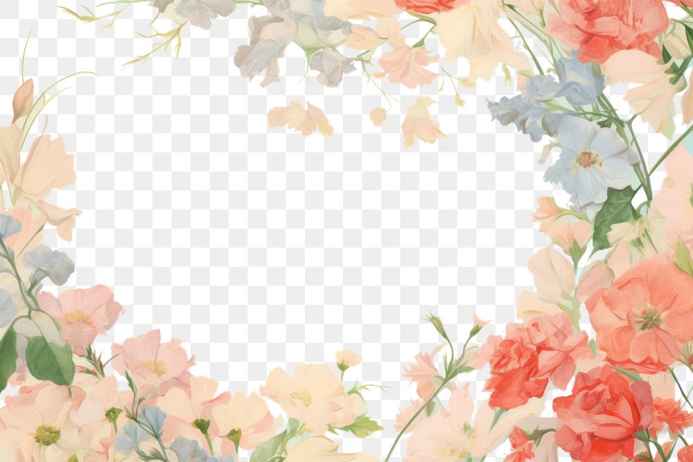 PNG  Colorful flowers border backgrounds pattern plant