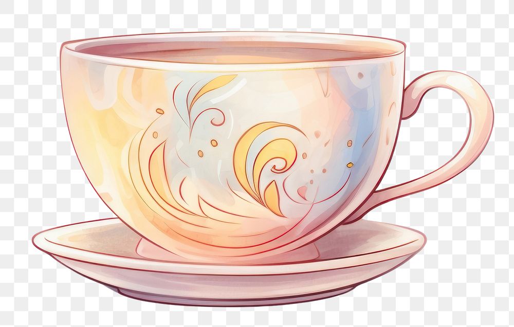 PNG Coffee cup drawing saucer drink. AI generated Image by rawpixel.