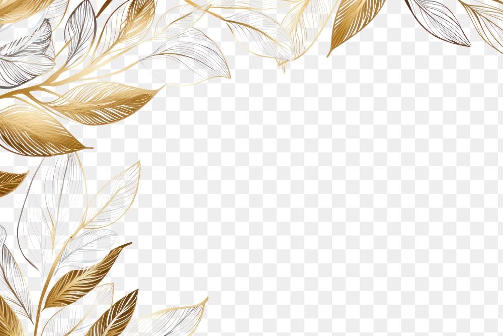PNG Botanical leaf border backgrounds pattern gold. AI generated Image by rawpixel.