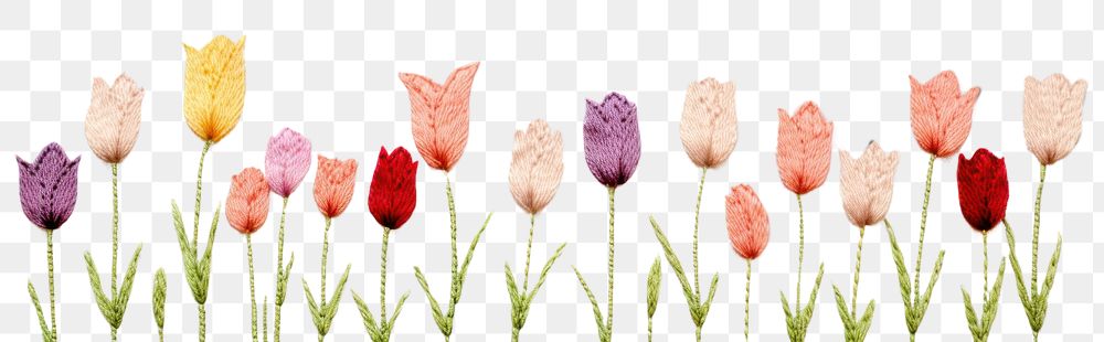 PNG Little tulips pattern embroidery textile. AI generated Image by rawpixel.