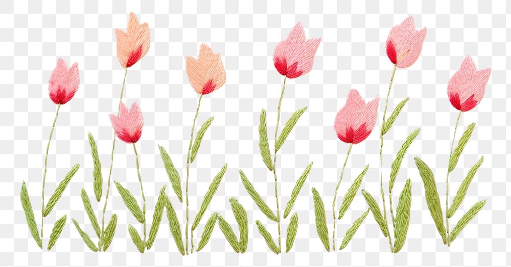 PNG Little Tulips pattern embroidery tulip. AI generated Image by rawpixel.