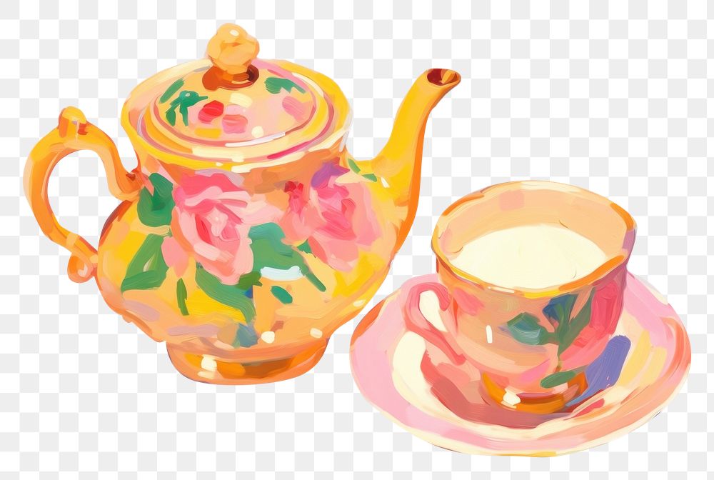 PNG Tea painting cartoon teapot