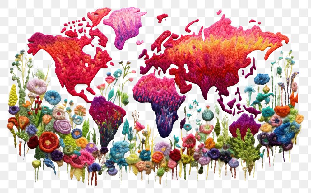 PNG  World embroidery pattern art. AI generated Image by rawpixel.