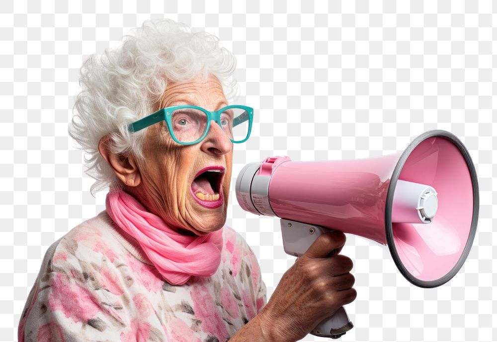 PNG Megaphone shouting adult woman. AI generated Image by rawpixel.