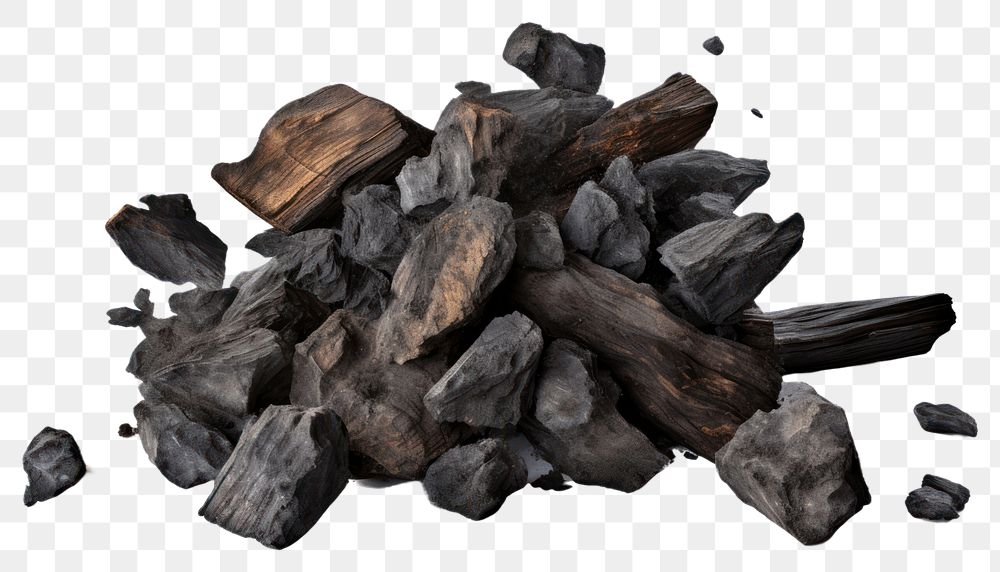 PNG Natural wood charcoal white background anthracite abundance. AI generated Image by rawpixel.