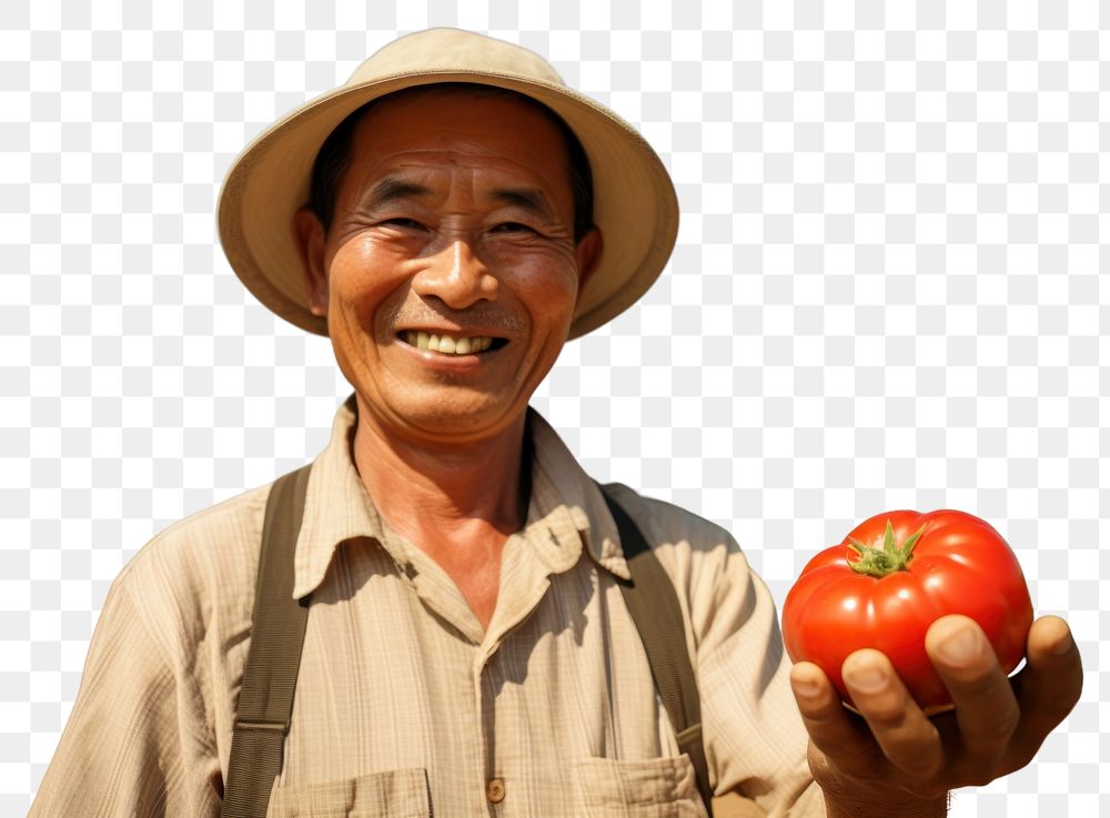 PNG Happy asian farmer portrait tomato agriculture. AI generated Image by rawpixel.