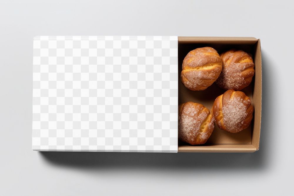 Pastry snack box png mockup, transparent design