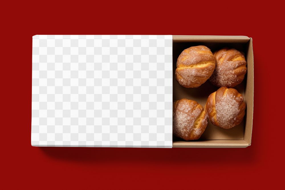 Pastry snack box png mockup, transparent design