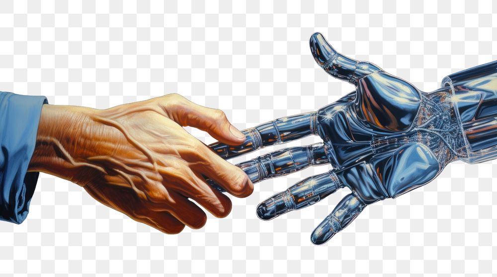 PNG Hand and robot shakehand finger art futuristic