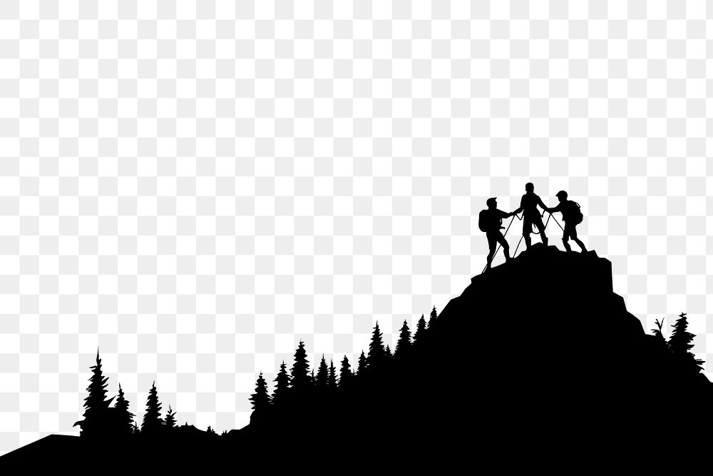 PNG  Teamwork silhouette landscape mountain. AI generated Image by rawpixel.