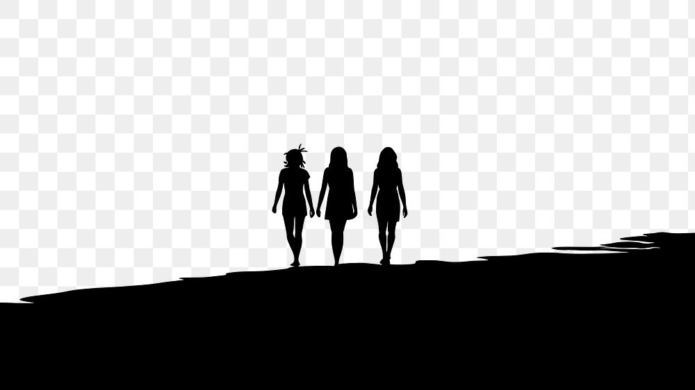 PNG  Three friends silhouette outdoors walking. AI generated Image by rawpixel.