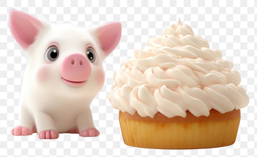 PNG  Pig dessert cupcake mammal. AI generated Image by rawpixel.