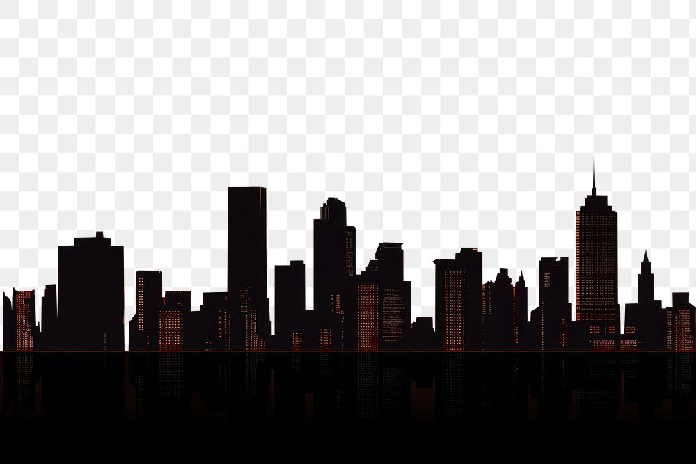 PNG Cityscape architecture silhouette landscape. 