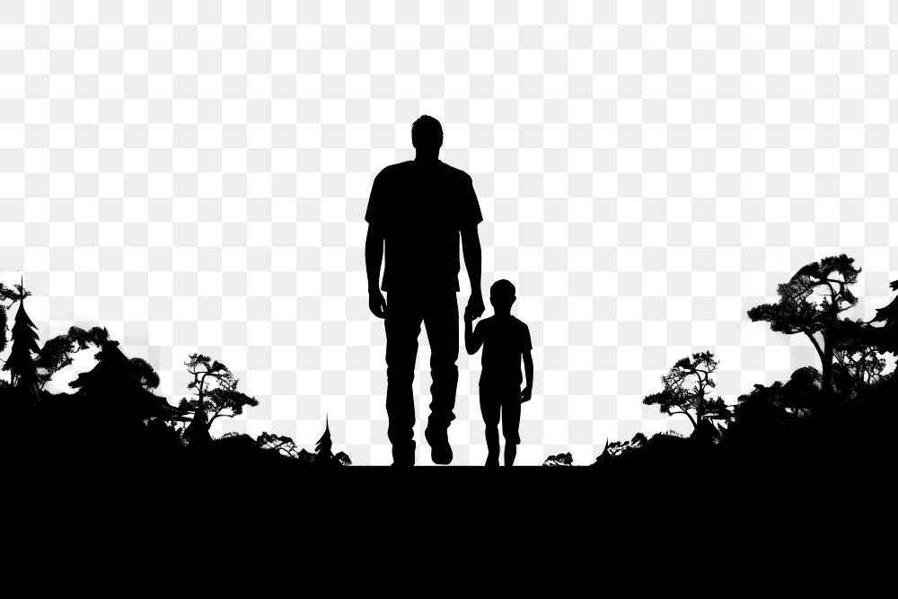 PNG  Father with his son silhouette backlighting adult. AI generated Image by rawpixel.