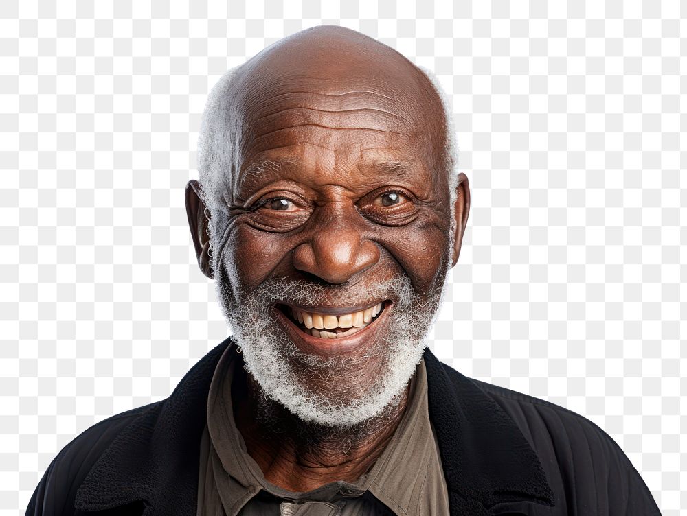 PNG Black old man smiling portrait adult smile. AI generated Image by rawpixel.