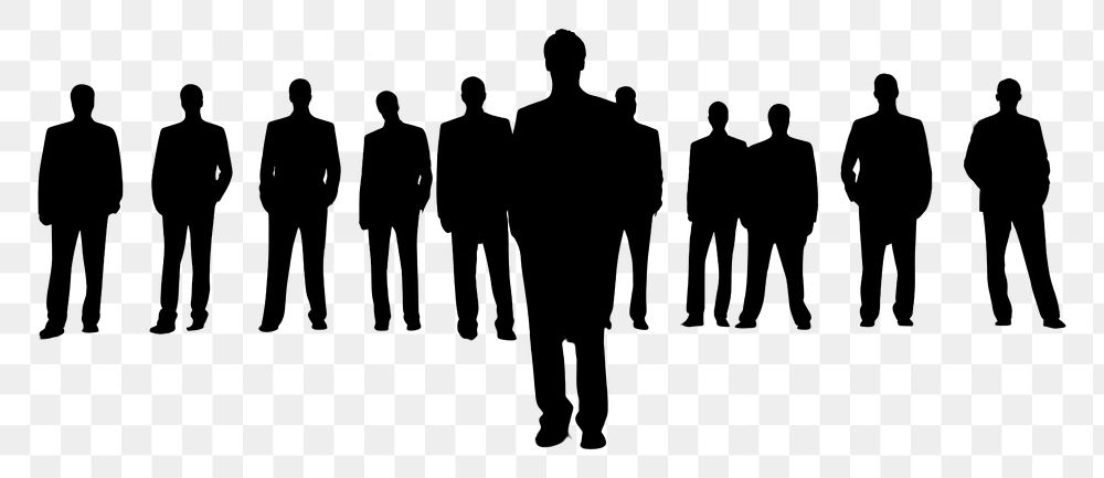 PNG  Group of businessman silhouette standing black. AI generated Image by rawpixel.