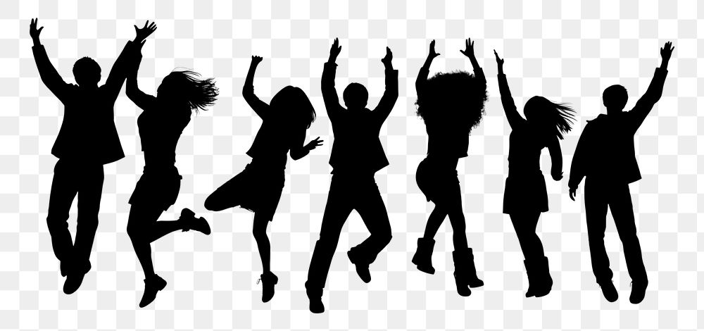 PNG  Cheerful people silhouette cheerful dancing. AI generated Image by rawpixel.