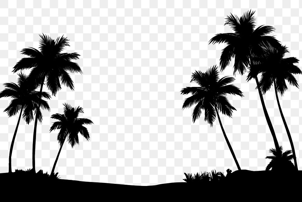 PNG  Palm trees beach silhouette landscape. AI generated Image by rawpixel.